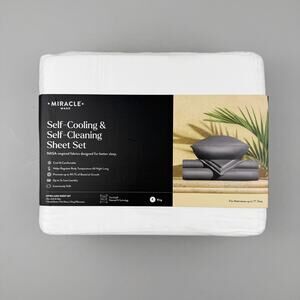 Miracle Made King EXTRA LUXE Sateen Sheet Set Self-Cooling White Self-Cleaning